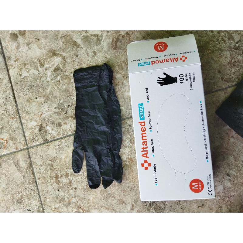 HANSCONE LATEX NITRIL BLACK ALTAMED/ SARUNG TANGAN KARET LATEX HITAM