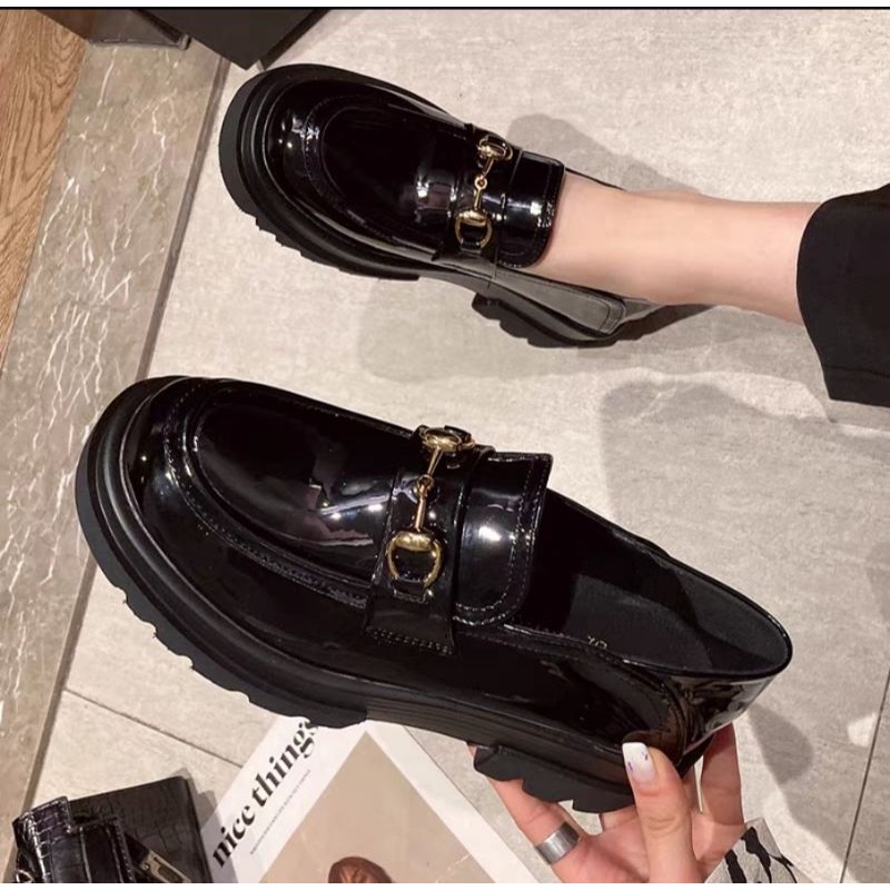 Sepatu Loafers Wanita Docmart Wanita Hitam Import Premium Quality 8045 Flat Shoes Remaja Sekolah Kekinian Bisa Cod