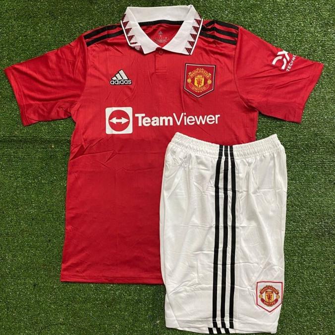 Setelan Baju Celana Manchester United Mu Home Celana Putih 2022 / 2023