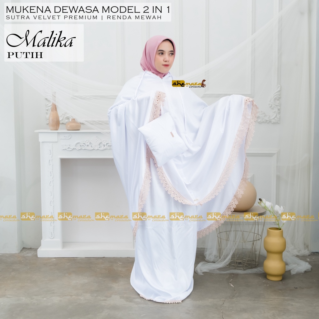 Mukena Dewasa 2in1 Silky Renda Mewah Silk Premium SheMara - MalikaSeries