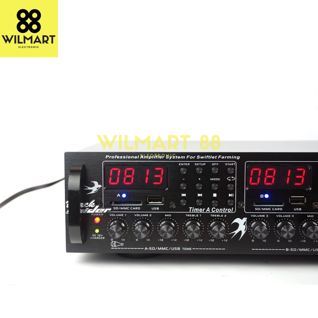 Ampli Walet BlackSpider WA-318 | Amplifier Walet BS WA - 318 | 6 Channel 3 Player | High Quality Original | MP3 | USB / SD |