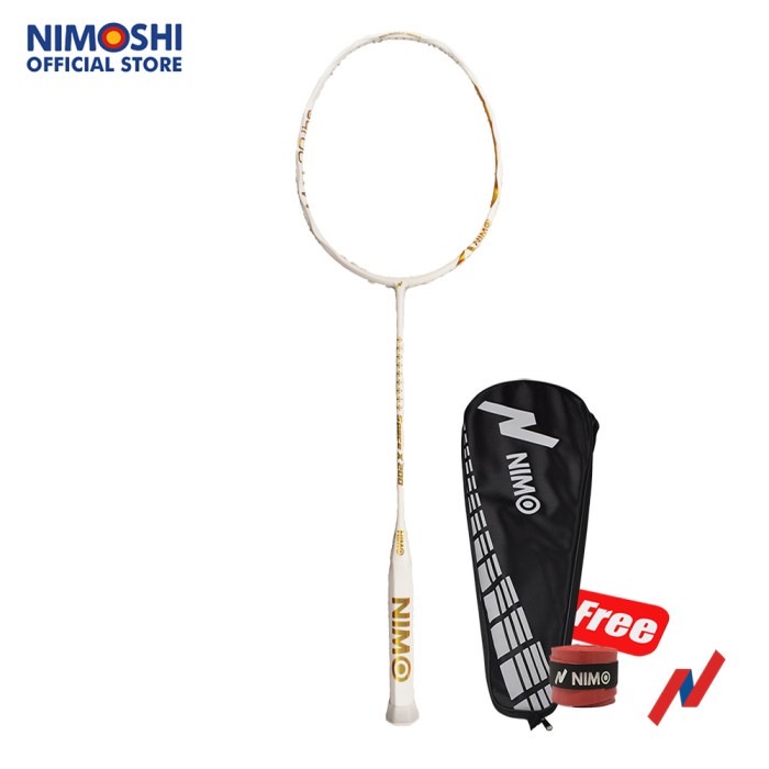 NIMO Raket Badminton SPACE-X 200 White Gold + GRATIS Tas dan Grip