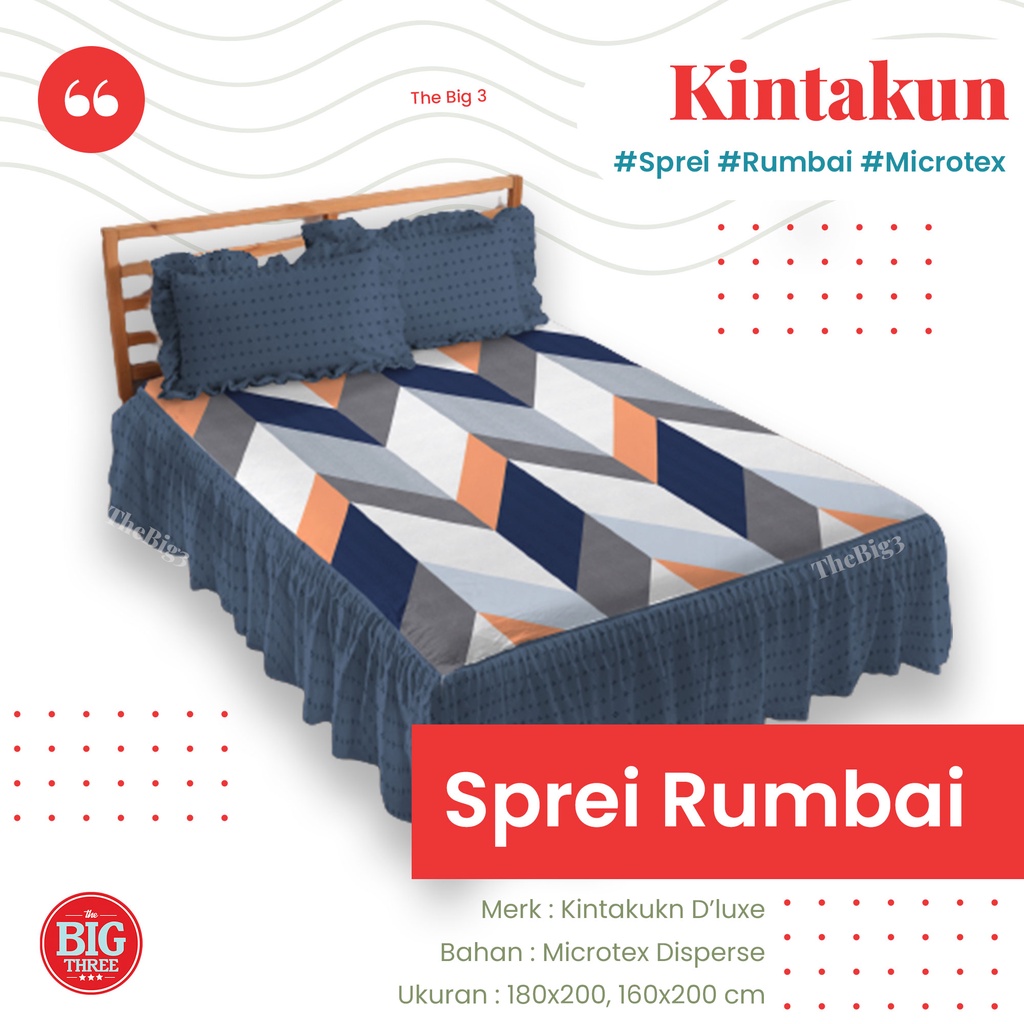 KINTAKUN Sprei 160x200 RUMBAI motif Rafly Arfana Lamina Shakila Amina Axel Blooma Ensley Robin Thania Marma Bena Damara Amerta Tarani  Kirana Gian Litani Madana Wiyata Gemi Gista Candramawa Rena Wira Citra Nurmala  - 160 QUEEN renda SP P3