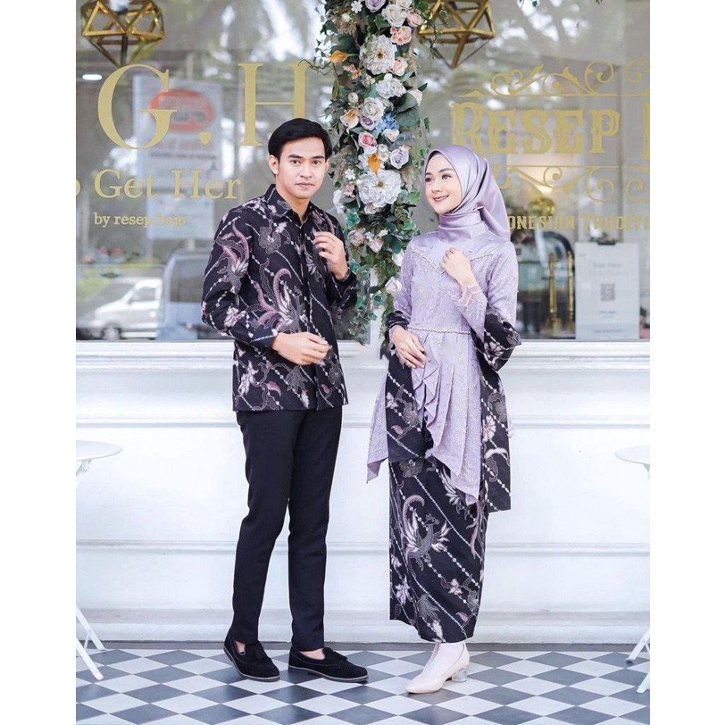 Couple Batik Kebaya Avena lafeeya Kebaya Wisuda Lamaran Tunangan LILAC