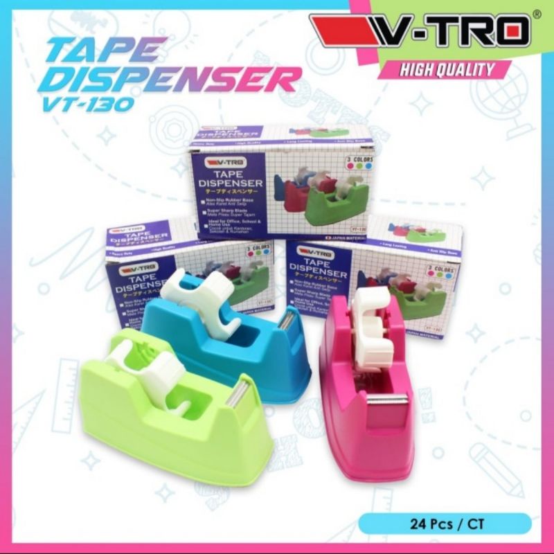 

V - Tro Tape Dispenser Solasi Pemotong Lakban Tempat selotip 1 inch / 1/2 inch