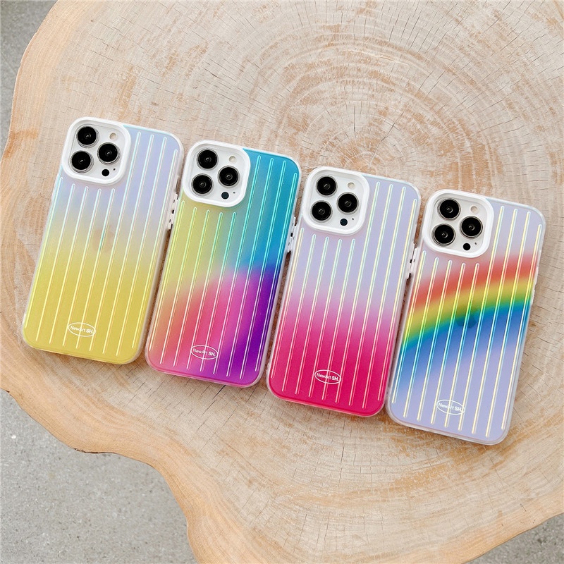 Soft Case Bahan TPU Akrilik Warna Pelangi Untuk IPhone 13 12 11 Pro Max