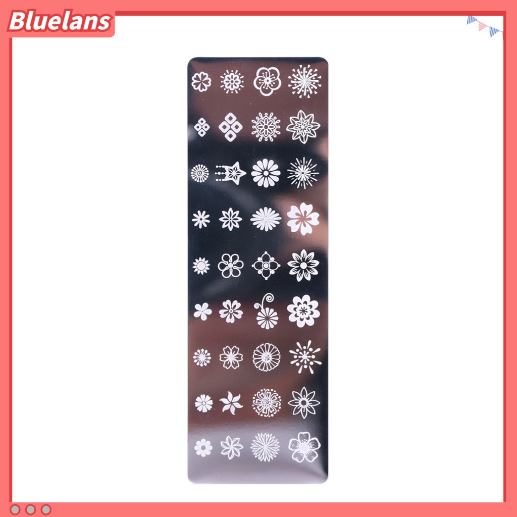 Bluelans Plat Stempel Nail Art Motif Bunga / Daun Bahan Stainless Steel Untuk Manicure DIY