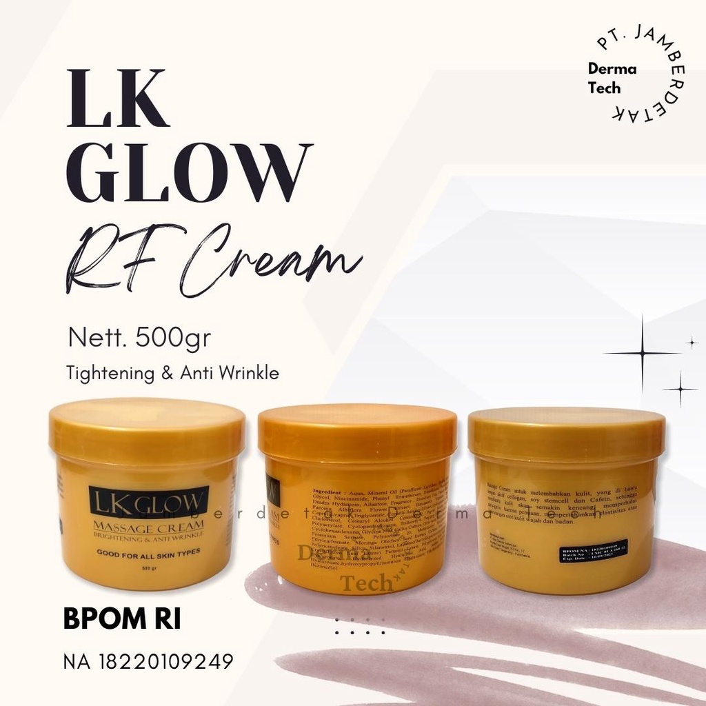 CREAM RF LK GLOW UDAH BPOM buat pakai alat rf radio frequency lifing ultrasound ems