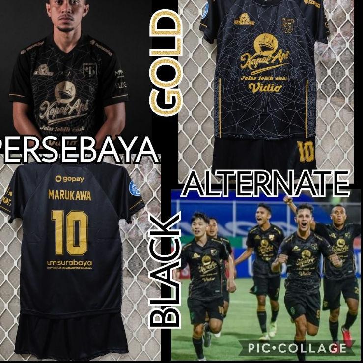 Jersey Persebaya 3rd Anak Alternate Setelan Bola Anak Bonek Cilik Black Gold 2021 2021 Liga 1 BRI • 