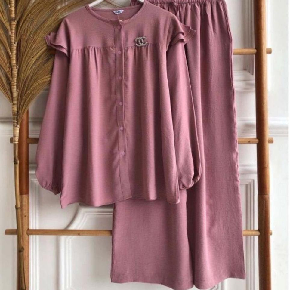 NA.18Oc22н ◦ TEMORA LONG BAJU SETELAN ONE SET SETCEL CRINCLE CRINKLE AIRFLOW RAYON  TUNIK WANITAPREM