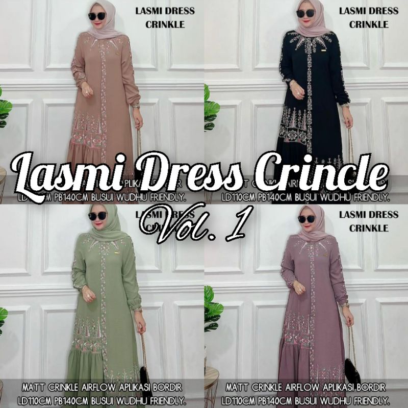 Jual Lasmii Dress Crincle Vol Label Farasha Baju Gamis Abaya Maroko Bordir Asli Model