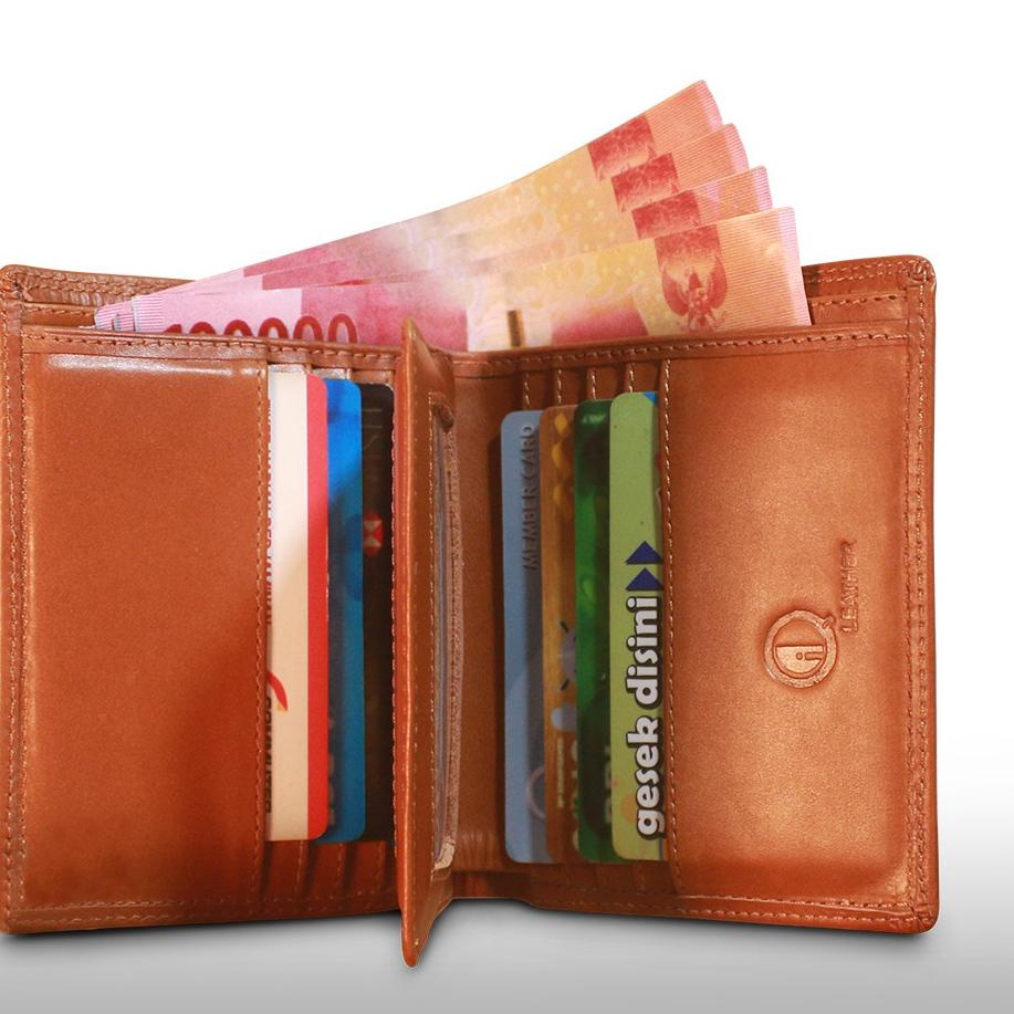 IN615 DOMPET KULIT PRIA EVREN DOMPET PRIA KULIT ASLI BAHAN KULIT SAPI 15 SLOT KARTU 2 SLOT UANG KERT