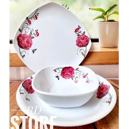 PROMO SET ALAMAT MAKAN MOTIF ROSE MELAMINE