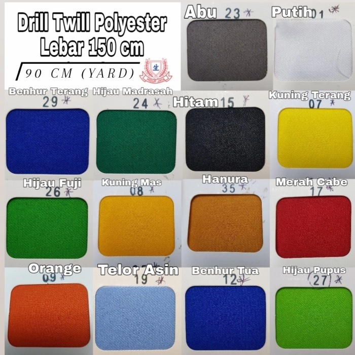 Cloth Kain Drill Twill Polyester Pe Hi Tech Lb 150 Cm Eceran Yard Seragam