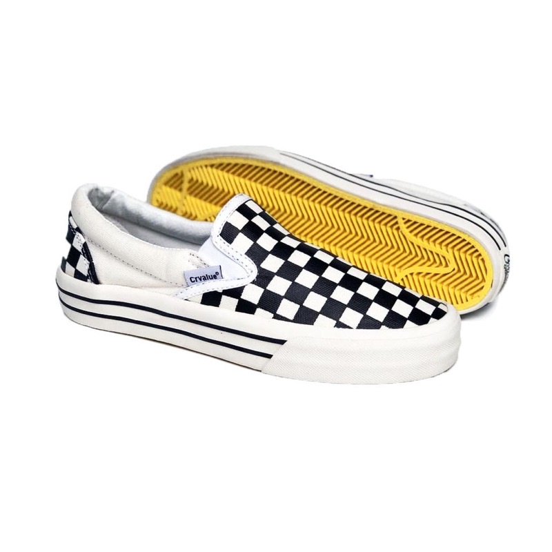 Sepatu Slip On CHEKERBOARD CorvalueFootwear Cornwall CB gr2 hitam