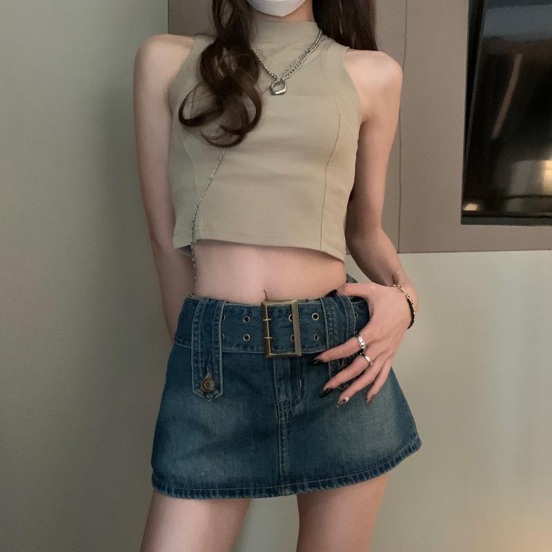 Rok jeans pendek wanita rok jeans 3/4 dewasa rok jumbo high waist denim ootd korean style fashion kekinian 2023