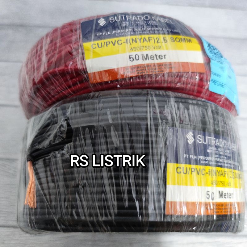 SUTRADO KABEL SERABUT NYAF 2.5mm TEMBAGA MURNI SNI LMK 1ROLL 50M