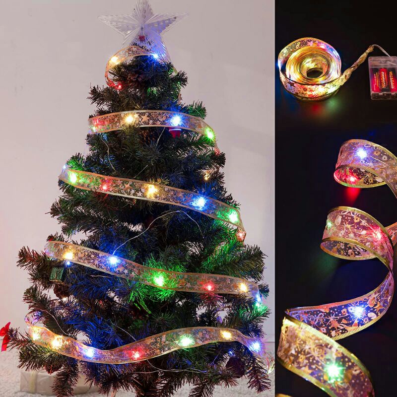 M Lampu LED Dekorasi Pohon Natal Ribbon Christmas Tree 5 Meter aa562 Silver