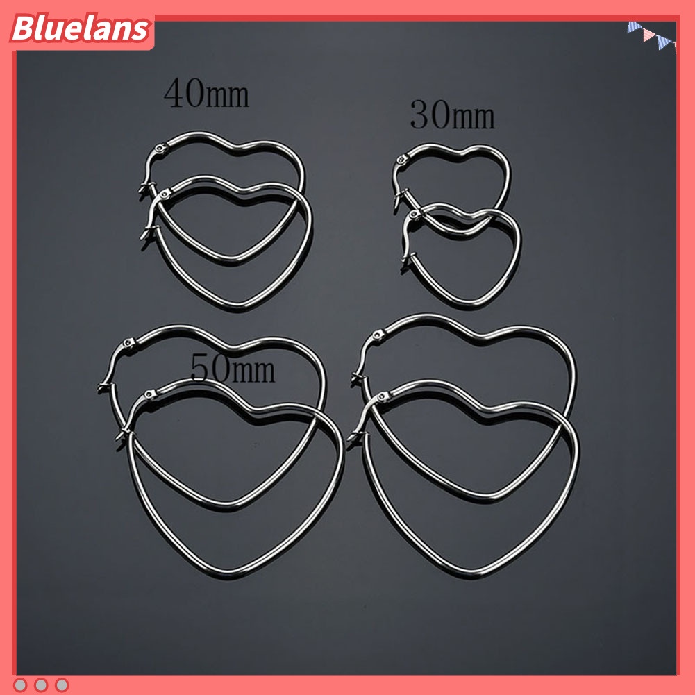 Bluelans Anting Hoop Bentuk Hati Besar Untuk Wanita