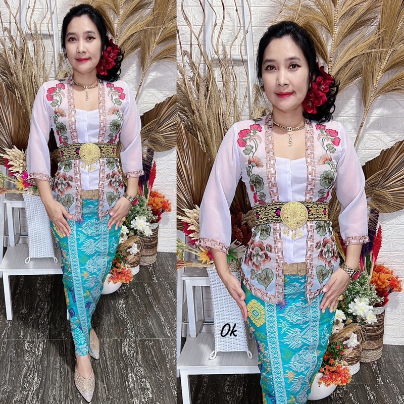 kebaya jadi bordir motif daun waru