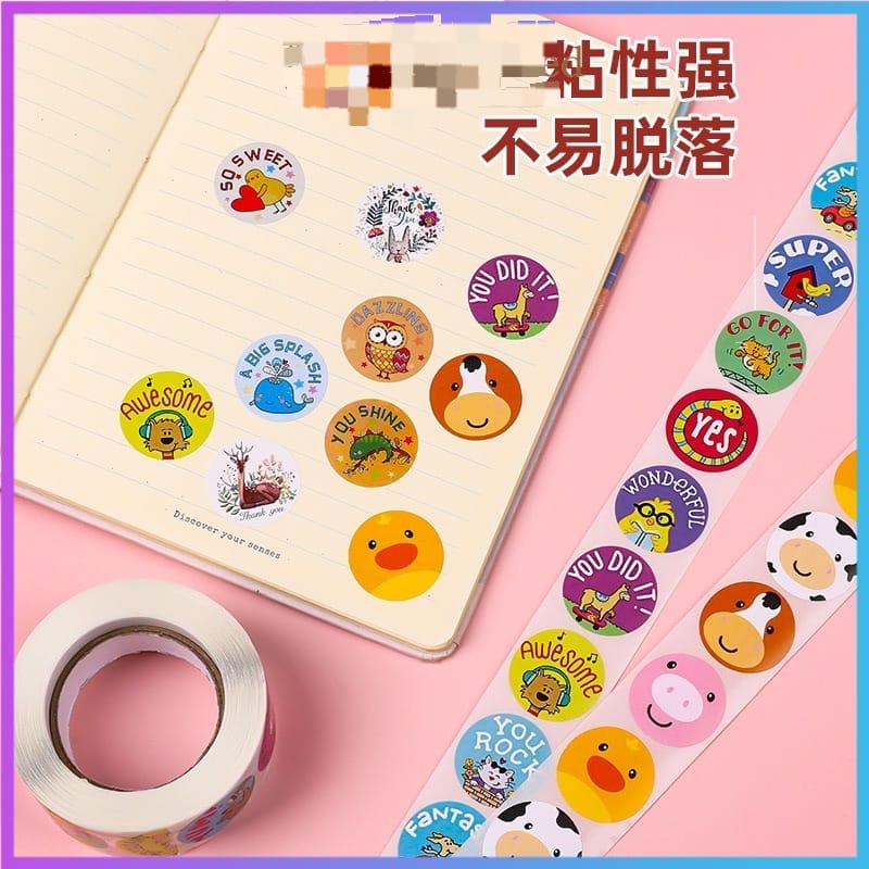 {MSTR}roll Stickers Smiley Flowers Animal Cartoon Sticker Reward Hand Ledger Label Stickers Thank You Sticker Lovely Cartoon Sitker