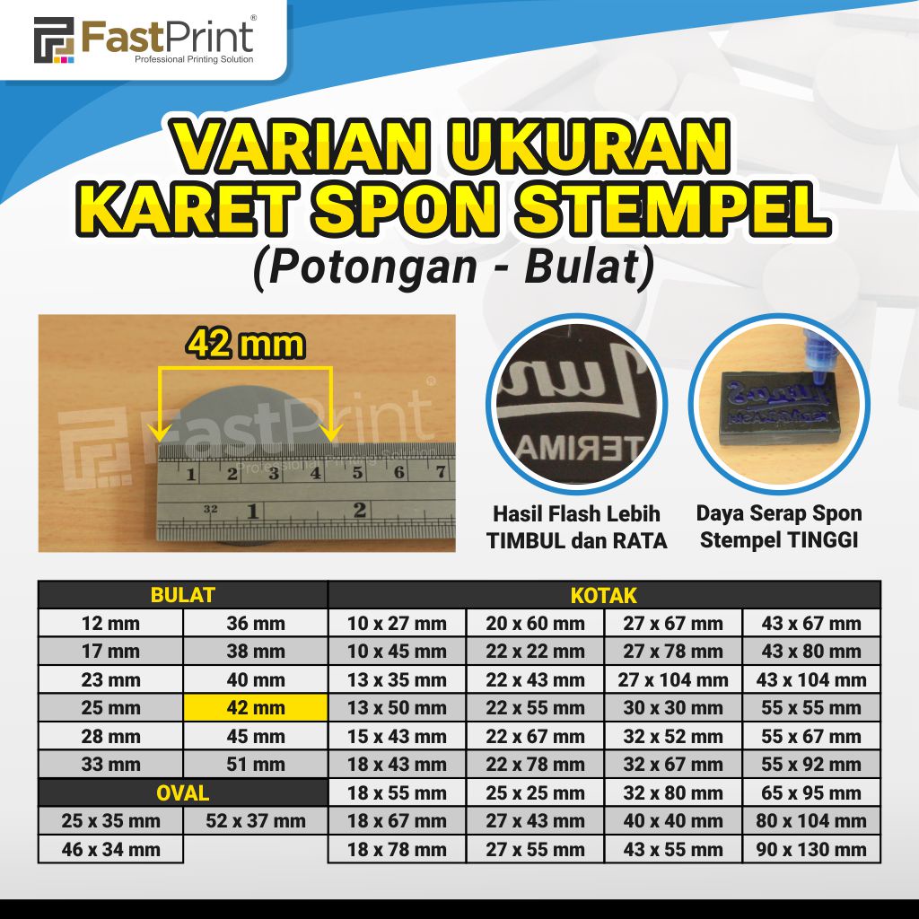 Karet Busa Spon Stempel Model Bulat 42 MM