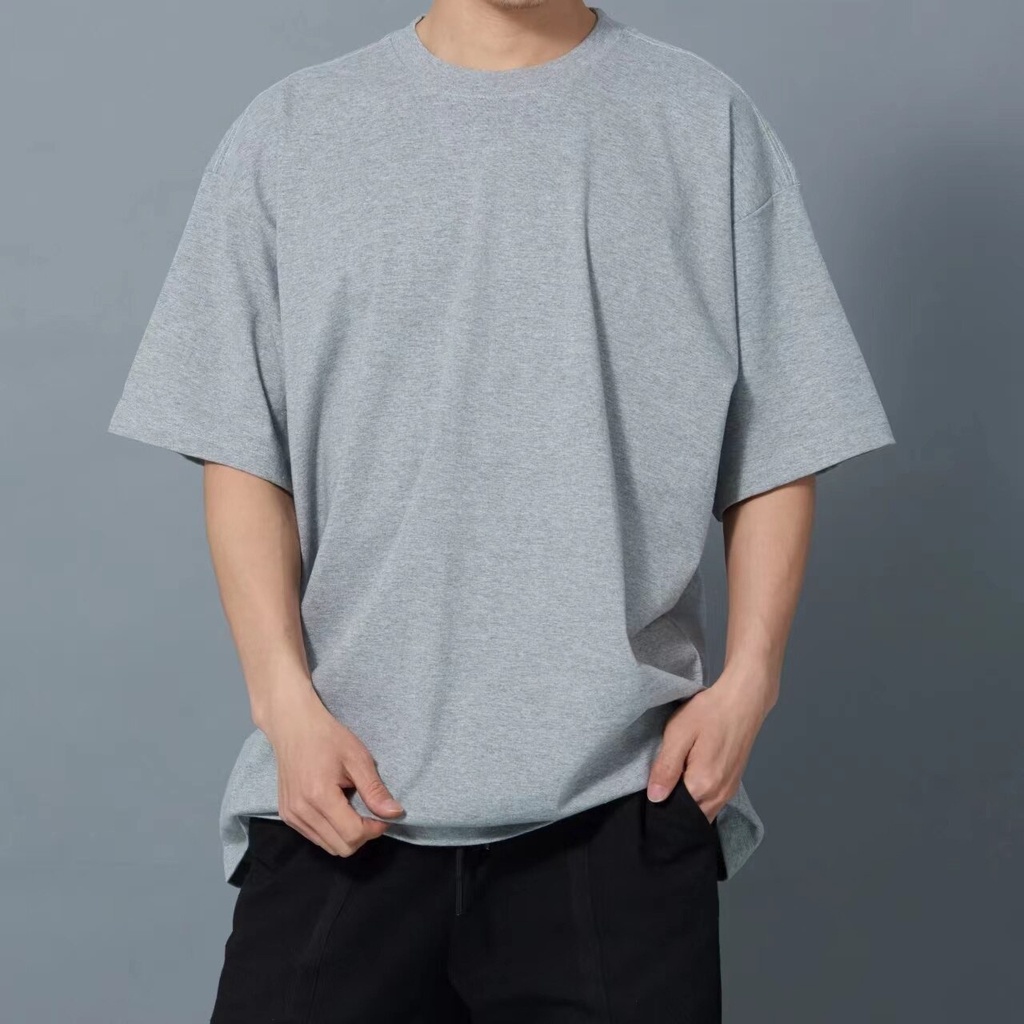 Baju Kaos Oversize Polos Pria Wanita Tangan Pendek Warna Abu Grey misty Bahan Cotton Combed 24s Size M-XL Kasual