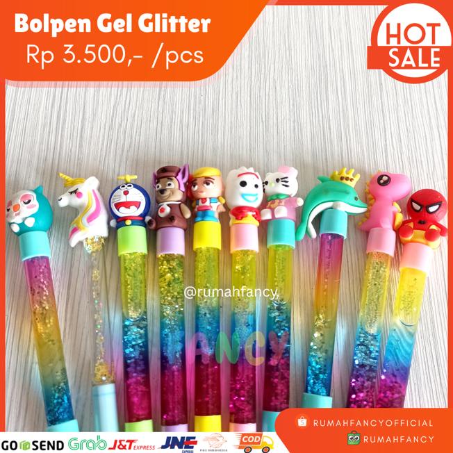 

[SALE] Pulpen Gel / Bolpen Gel Bentuk Superhero Doraemon Unicorn Glitter Pen Gel / Ballpoint Sekolah / Pena Import + Gantungan