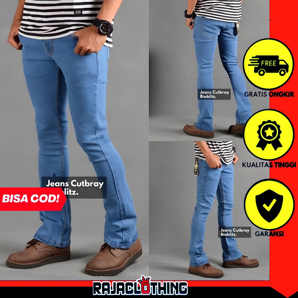 RCL - Celana Jeans Panjang Cutbray Pria Straigh Jeans Bahan Denim | Celana Jeans Cutbray Pria Original / Celana Jeans Pria Slim Fit Cutbray Cowok Panjang Bootcut Skinny Model Cut Bray Soft Jeans Premium