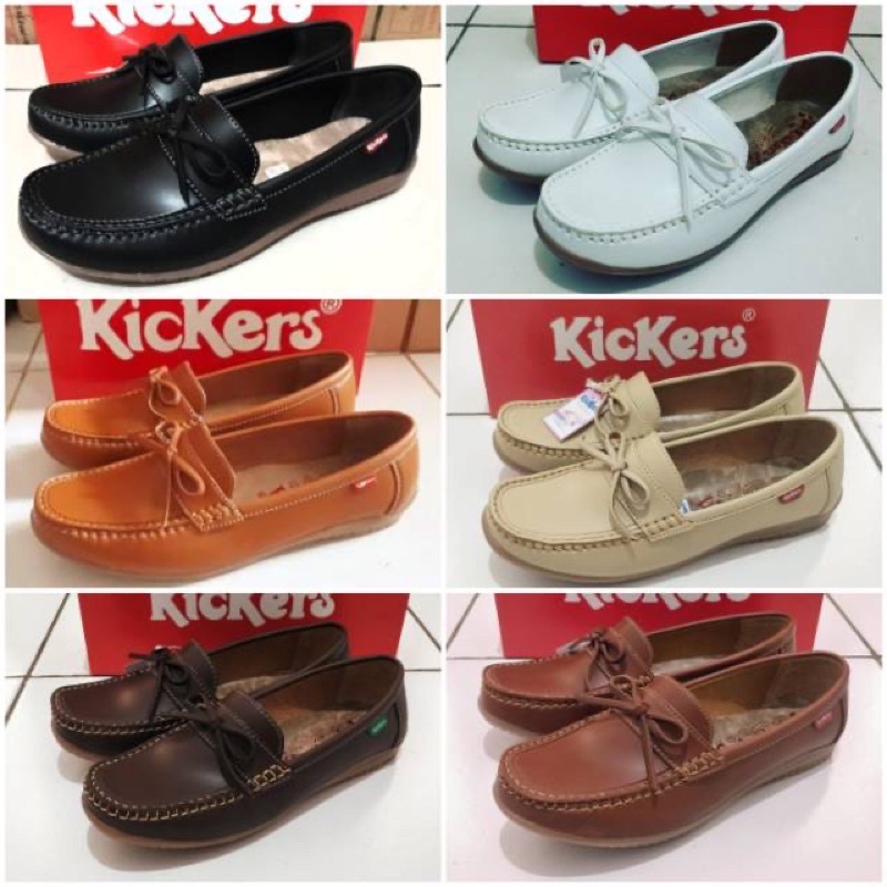 Sepatu Kickers Slip On Flat Selop Casual Santai Cewek Wanita Formal Dinas Kerja Kuliah Sekolah Murah