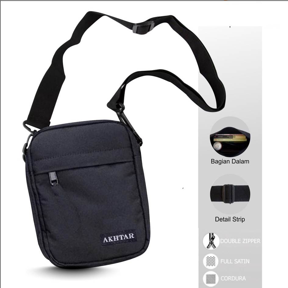 Tas selempang Pria Kecil Simple Keren Distro Terbaru bahan kain Murah 10rb Slingbag Mini Original