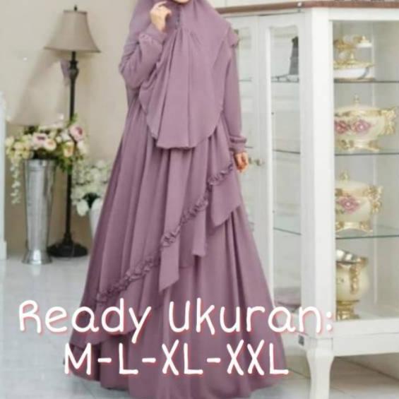 Best GAMIS MUSLIM - SYARI GAMIS SYARI PLUS KHIMAR CERUTY - UKURAN M  L XL  XXL GAMIS BUSUI POLOS DRE