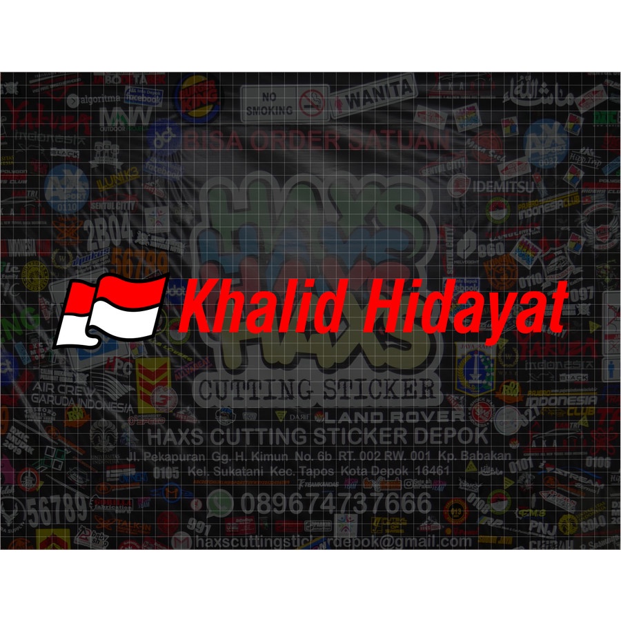 Cutting Sticker Bendera &amp; Nama Custom Ukuran Tinggi 6 Cm