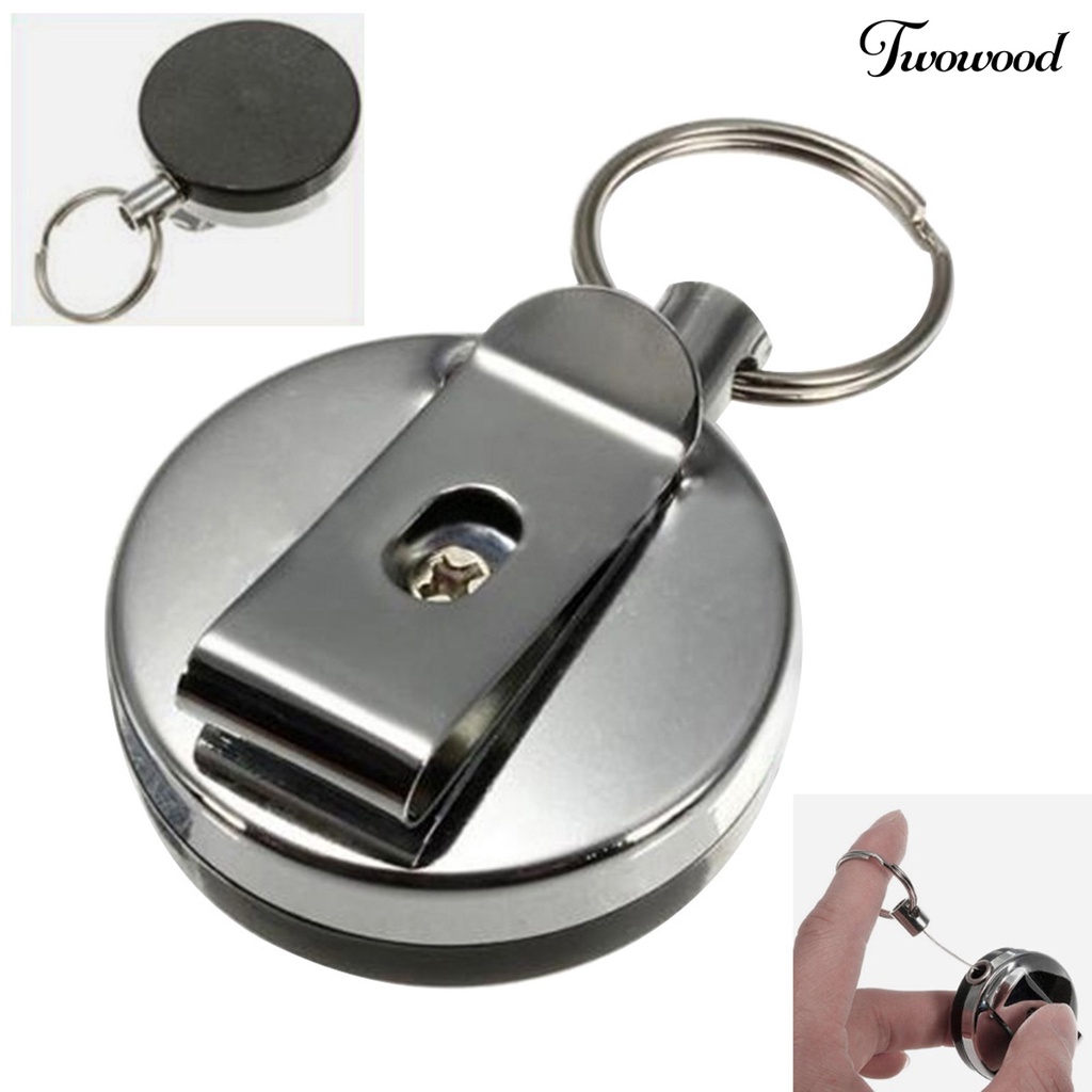 Twowood Gantungan Kunci Holder Kartu Id Anti Maling Dengan Tali Elastis Retractable
