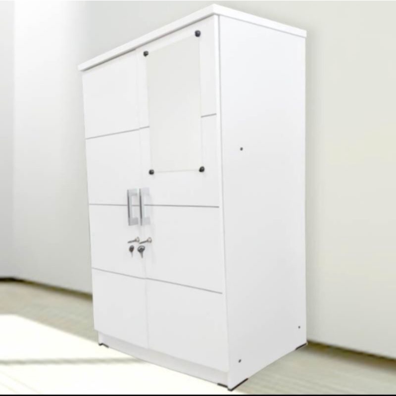 Lemari kayu 2 pintu kaca gantungan Lemari kaca full kunci Lemari terbaru Lemari kualitas terbaik - V