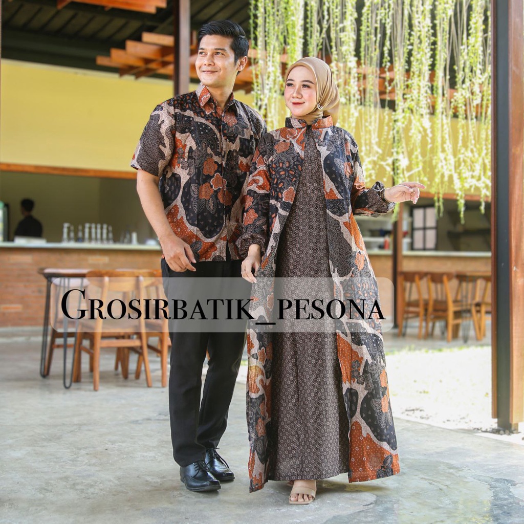 Baju Batik Couple Keluarga Set Seragam Sarimbit Modern Pasangan Suami Istri Atasan Kerja Dres Kemeja Blouse Batik Couple Ayah Dan Anak