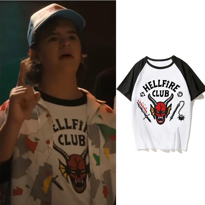 [littlecrab] Kaos Oversize Hellfire Club Unik Trending Evil Hitam Putih T-shirt Unisex Couple Black Magic Baju Unik Stranger Things