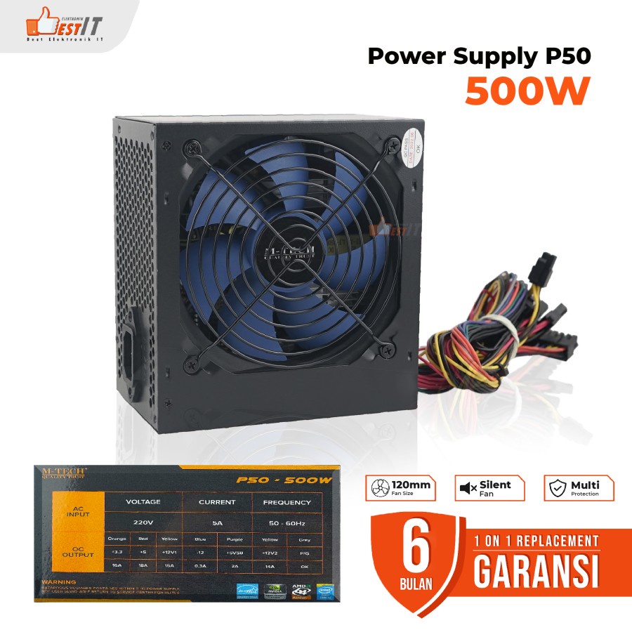 Power Supply M-Tech P50 PSU 500W Fan 12cm M-Tech Original