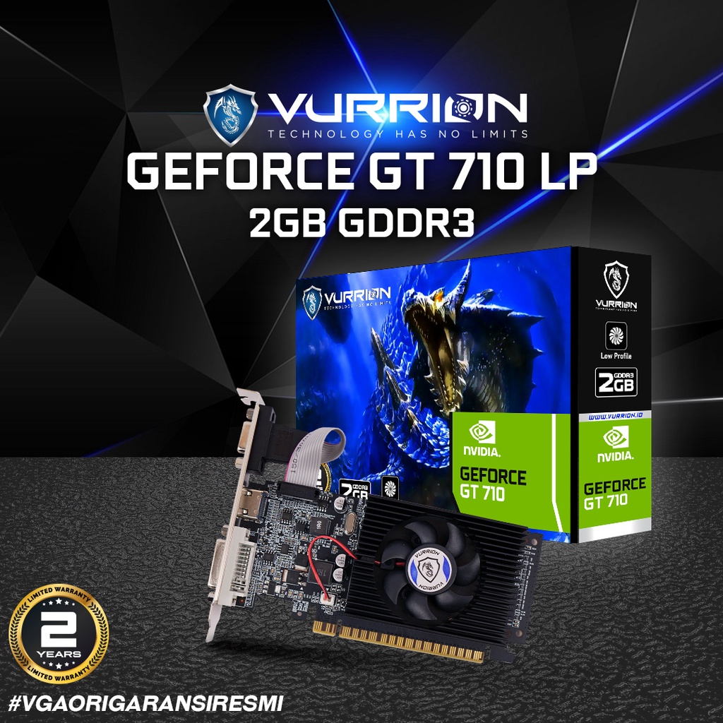 VGA Geforce Nvidia GT 710 2GB GDDR3 64Bit Vurrion [ LP - Low Profile ] GPU GT710 Garansi Resmi