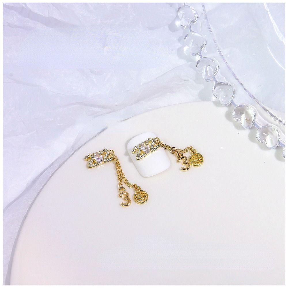 AUGUSTINA Agustina 2023hiasan Kuku Berlian Zirkon Hiasan Kuku Manikur Aksesoris Bagian Kuku 3D Permata Wanita Perhiasan Kuku