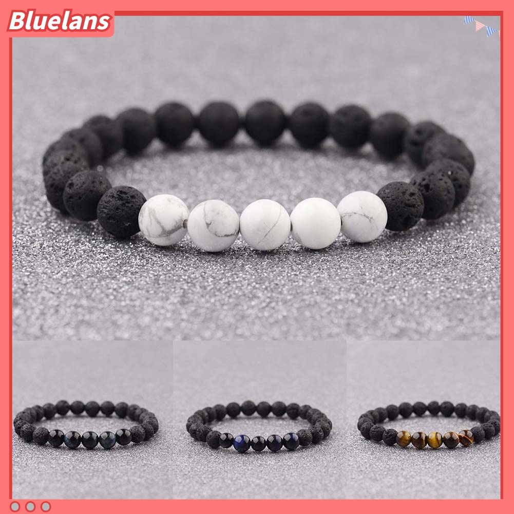 Gelang Manik-Manik Batu Alam Tiger Eye Elastis Untuk Unisex