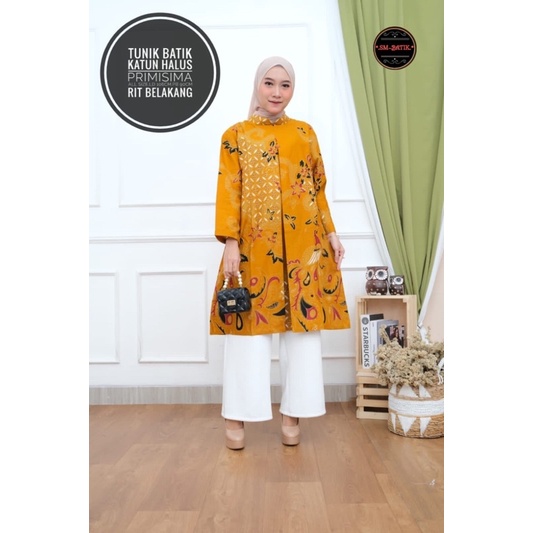 Tunik batik cendrawasih kuning katun halus