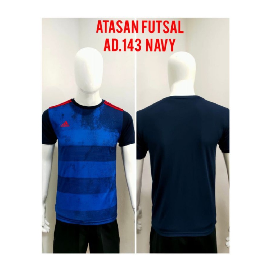 Kaos futsal pria AD143 jersey sepak bola club baju atasan wanita dewasa t-shirt seragam jersy outfit klub olahraga kostum jarsey soccer pakaian oblong sport custom print apparel suit navy