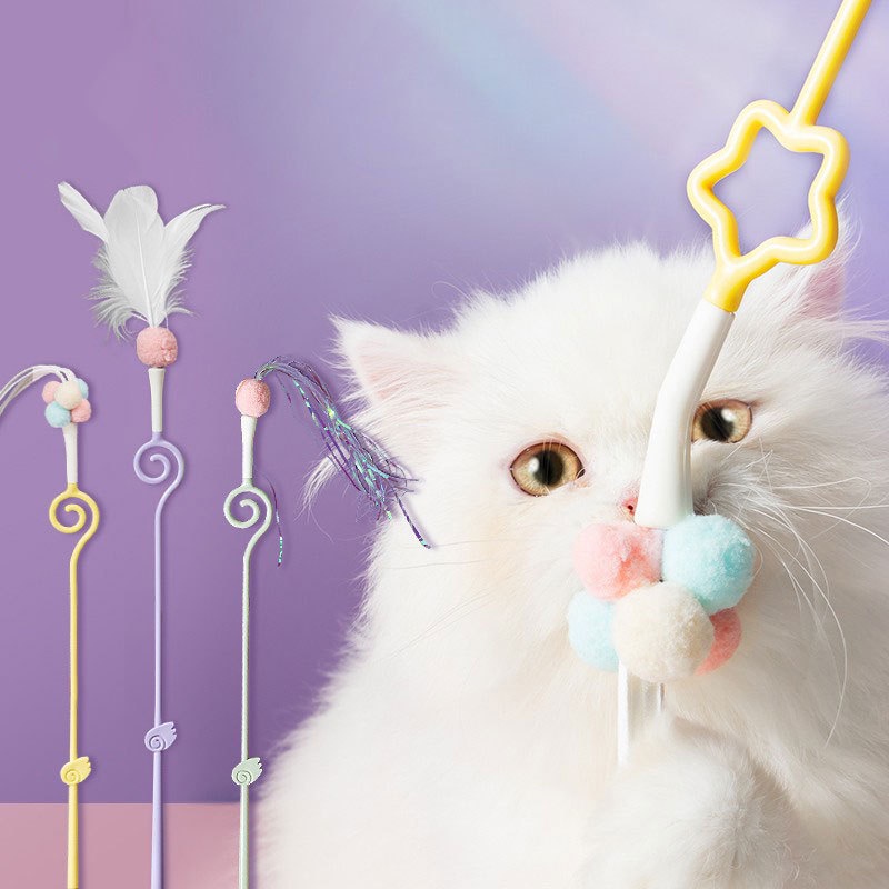Tongkat Peri Mainan Kucing Cantik Premium Set/ Cat Teaser Cat Toys Stick