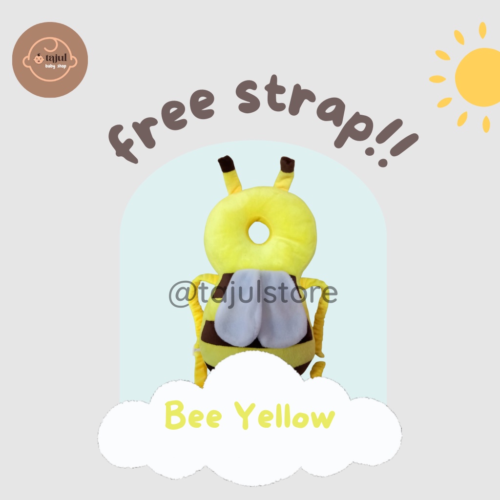 Pelindung Kepala Bayi Bee Yellow+Strap