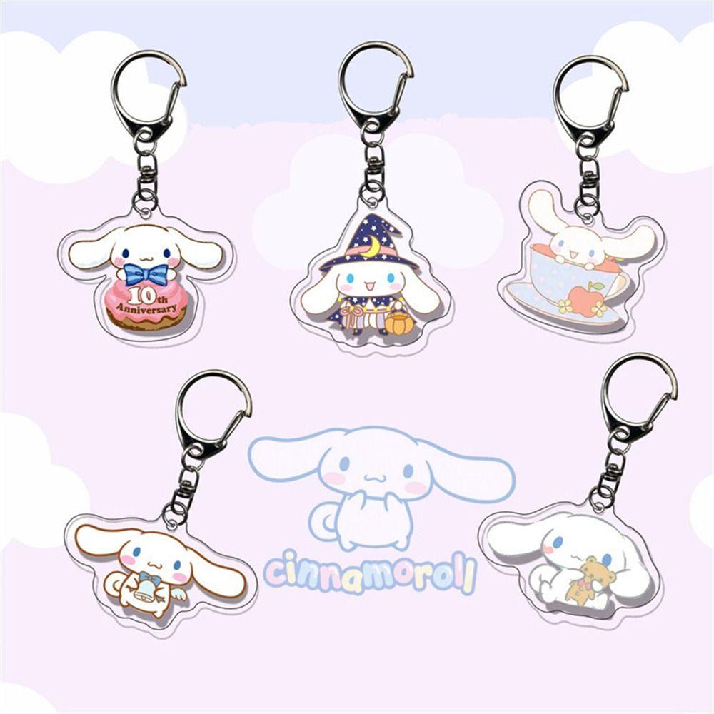 【 ELEGANT 】 Gantungan Kunci Akrilik 4cm Acrylic Double Sided Key Chain Transparan Cinnamoroll Liontin Tas Sekolah