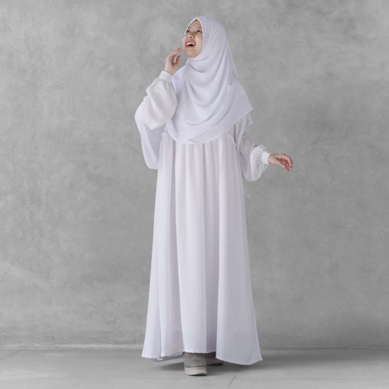 Gamis Abaya Curl by hijab alila // Dress putih Polos