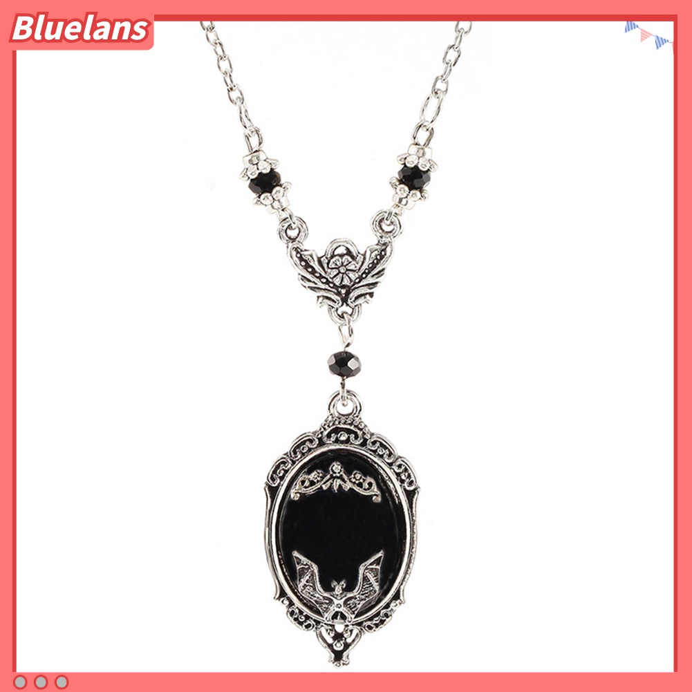 Bluelans Kalung Liontin Batu Permata Imitasi Bentuk Kelelawar Untuk Unisex