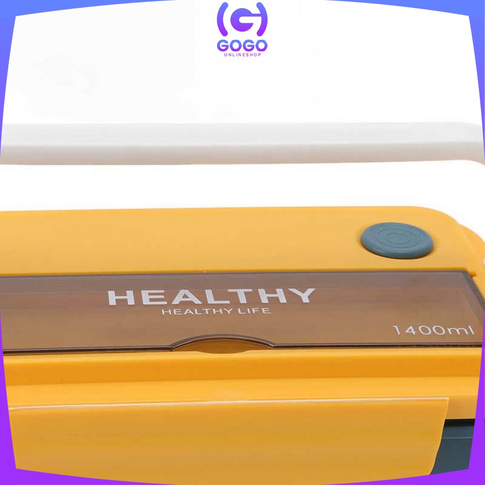 GOGO-C718 Kotak Tempat Makan Set Free Sendok Garpu dengan Pegangan Anti Tumpah / Tempat Bekal Bento Box BPA Free