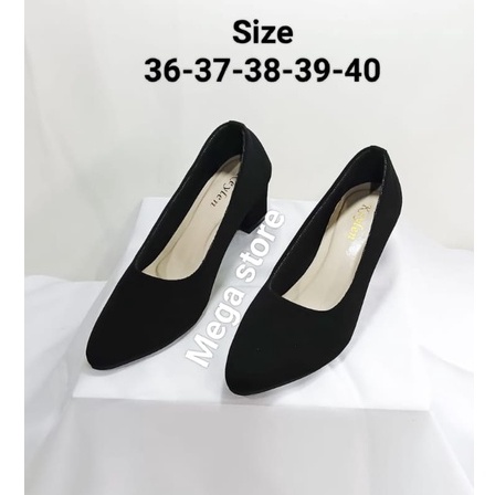 Sandal Sepatu Wanita Heels Pantopel Kantor Hitam Hak 5 Cm  MN 01